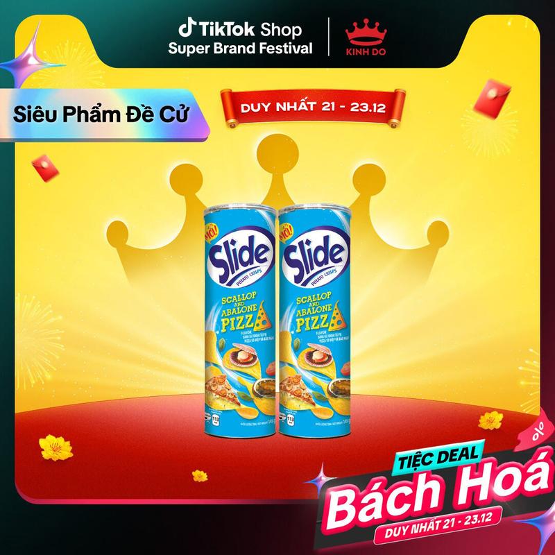 Bánh Lát Snack Khoai Tây Slide Vị Sò Điệp Combo 2 Lon X 145G
