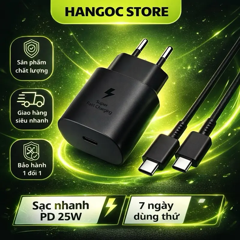 Sạc Nhanh 25W TypeC To TypeC Cho các dòng máy SS chân cắm typeC BH 12 tháng ,Phụ kiện sạc điện thoại, tương thích với android sạc nhanh