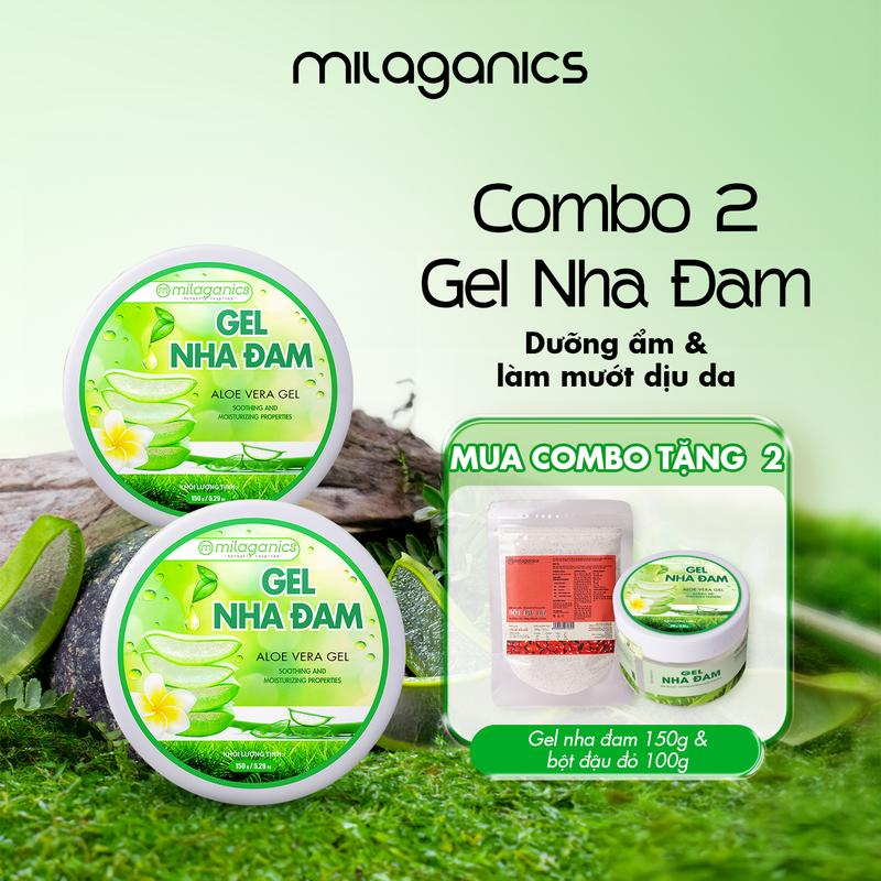   MUA CB 2 TẶNG 2  Gel Dưỡng Ẩm MILAGANICS Nha Đam Tươi Gel Lô Hội Làm Mềm Ủ Dưỡng Da Tay - Aloe Vera 98% Gel Dưỡng Hỗ Trợ Phục Hồi Dịu Da Cho Nam Nữ Tinh Chất Nha Đam Tươi Đắp Mặt Women Làm Đẹp Da Chăm Sóc Da Ủ Tóc Skincare Mask 