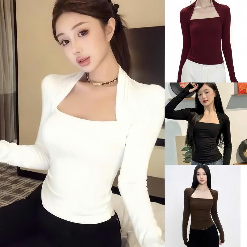  Áo Thun Cổ Vuông - A761   Lót Nỉ Siu Ấm   