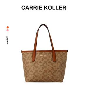 【CARRIEKOLLER】Tas Tote Motif Vintage, Large Capacity Fashion Shoulder Bag for Commuting