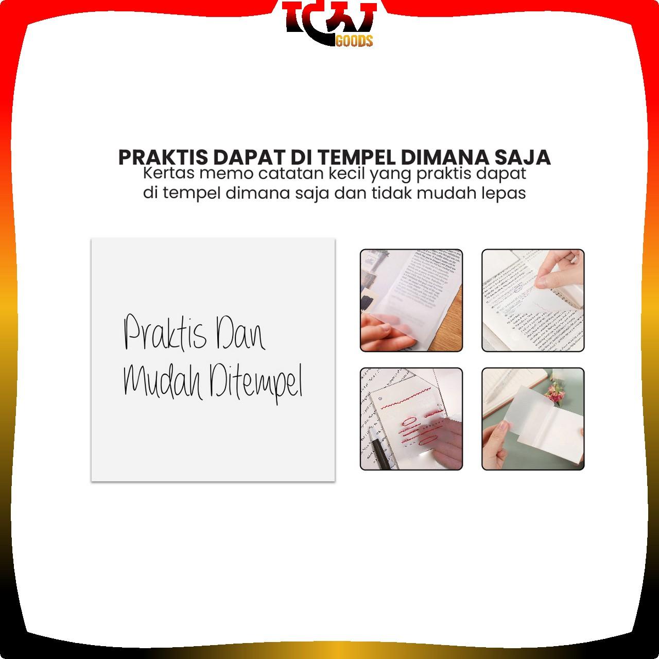 [COD] IG A87 Sticky Note Transparan Isi 50 Lembar Waterproof Serbaguna Untuk Kantor Sekolah / Kertas Memo Tahan Air / Memo Kertas Tempel Anti Air / Label Stickers Catatan Bening