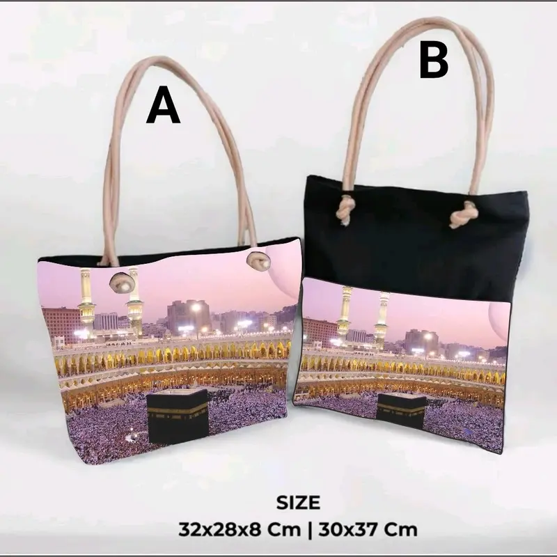 (Promo 6 pcs) Totebag Mekkah Edition tali sumbu Perempuan 5