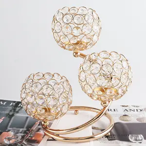 OPTIVIA Tempat Lilin Candle Holder Dekorasi Pesta Bertingkat 3 Tempat Lilin Bahan Steel & PVC Cocok untuk Pesta & Wedding Table