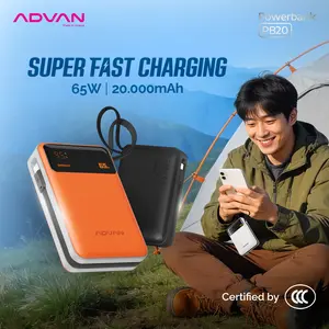 [CCC Certified] ADVAN Powerbank PB20 20000 mAh Fast Charging 65W Type-C Slim & Compact Design Short Circuit Protection Overcurrent Protection Charge