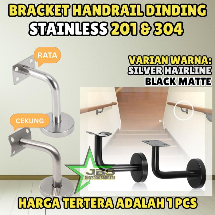 Jual BRACKET HANDRAIL DINDING STAINLESS 201 & 304 RATA / CEKUNG WARNA ...