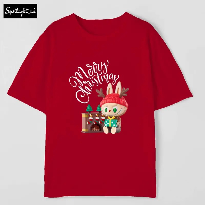 SPOTLIGHT_ID - BAJU KAOS LABUBU NATAL UNISEX COMBED 30S PREMIUM T SHIRT WANITA PRIA KAOS DISTRO , KAOS NATAL , ATASAN WANITA , BAJU NATAL , KAOS CHRISTMAS , KAOS LABUBU BISA COD 1