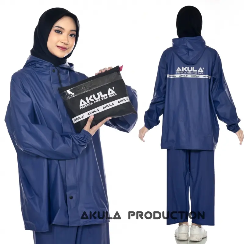 Jas Hujan Mantel AKULA Setelan Pria Wanita Tebal Elastis Bahan  Pvc Anti Rembes 0