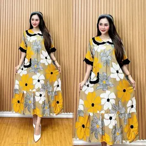 Daster Cantek Kekinian Motif Bunga Sakura LD 120 Rayon Wanita Baju Tidur Nyaman dan Stylish