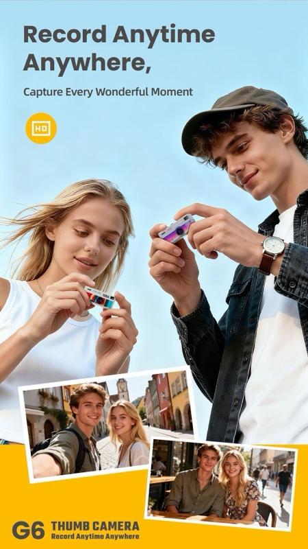 READY! G6 Black Thumb Camera Mini Keychain Retro Camera Foto 12MP, Video 1080 HD, Rekam Audio