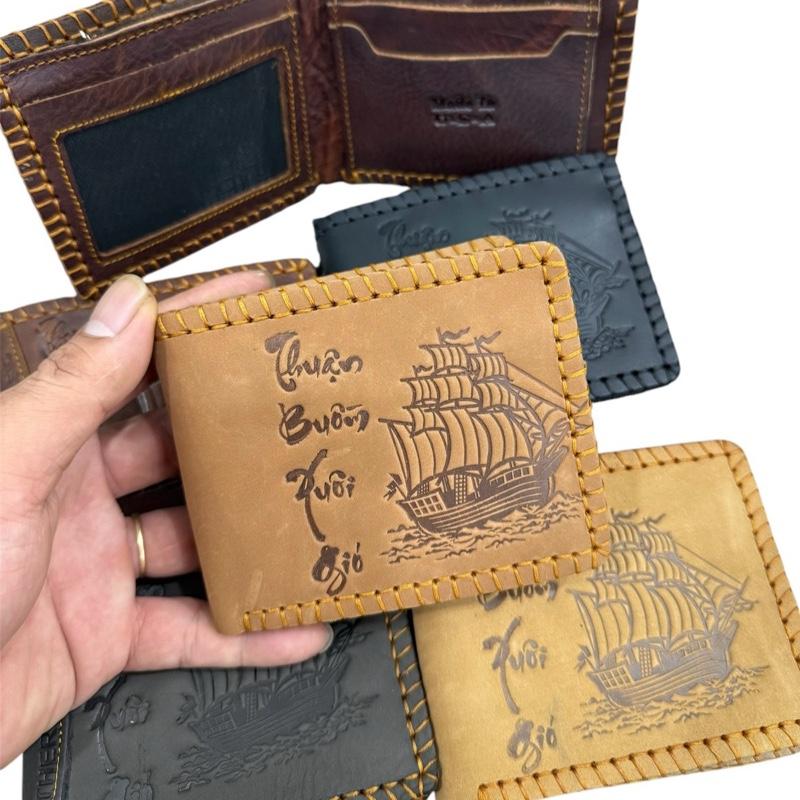  Ví Nam Ví Da Bò LoGo Thuận Buồm Xuôi Gió - Chất Liệu Bóp Da  Bò Bền Mềm Mại Kích Thước 24cm x 10cm Thiết Kế Thông Minh 5 Ngăn Nhỏ Sắp Xếp Gọn Gàng Sang Trọng 