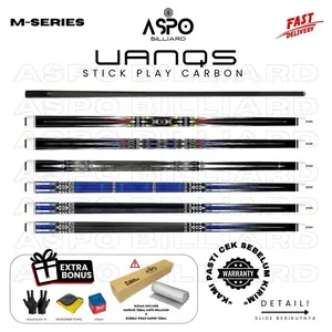 ASPO Billiard Stik Biliar M1-M4 & M5-M6 Carbon Fiber 58 Inci Wrapless Grip Bonus Chalk Handuk Sarung Tangan Joint Protector Ball