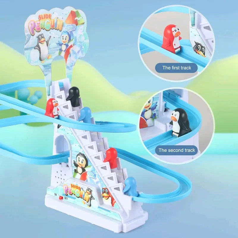 (bonus batrai) Mainan Anak Seluncur Tangga Bebek Musikal Lampu Toys Set Hadiah Cowok Cewek Koleksi Hello Kitty Cars Lorries & Trains Belajar 3