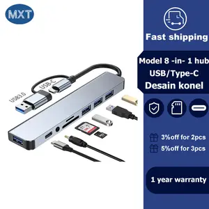 MXT 8in1 USB HUB 3.0 Type C Ke Usb Converter adapter USB HUB Type-C to USB*4+SD+TF Card Reader+3.5mm Audio Converter adapter Computer
