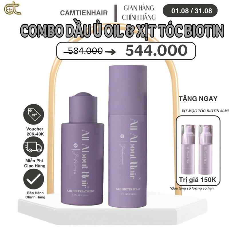 BỘ 2 SẢN PHẨM DẦU Ủ TÓC OIL TREATMENT + XỊT DƯỠNG BIOTIN  VEGAN SPRAY