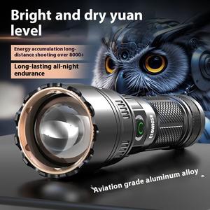 ไฟฉายไฮไลท์ สว่างมาก ใช้กลางแจ้ง ระยะไกลและอายุการใช้งานแบตเตอรี่ยาวนาน แบบพกพา ชาร์จใหม่ได้ เลเซอร์ซูม เหมาะสำหรับใช้ในครัวเรือน ตกปลากลางคืน