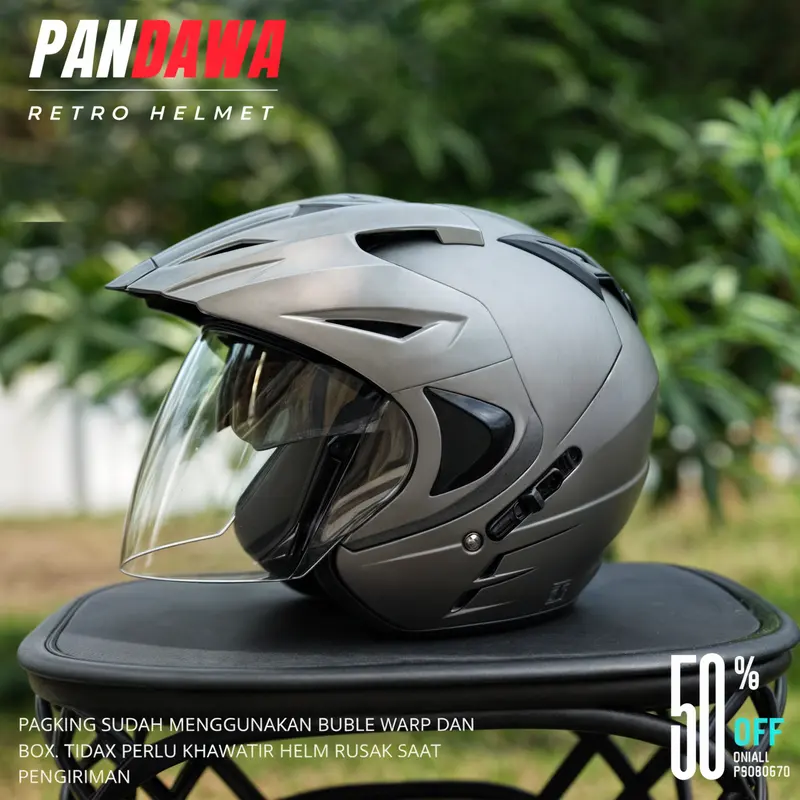 INK Helm Model JP8 Double Visor Half Face Helmet SNI Motorcycle Packing Box Free Stiker 8