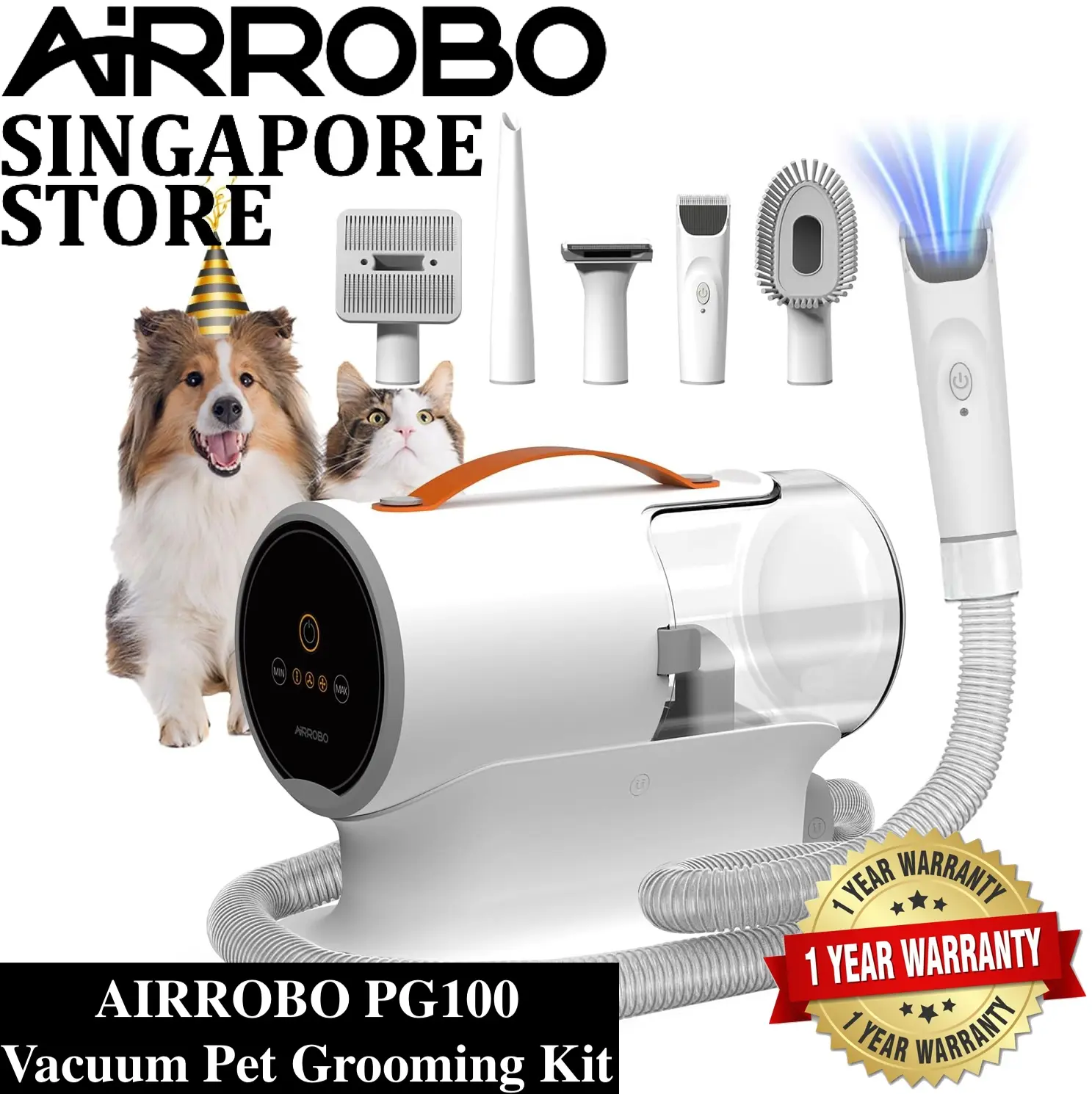 AiRROBO PG100 Vacuum Pet Grooming Kit Cat Grooming Dog Grooming