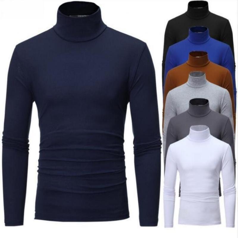 Áo Thun Nam Dài Tay, Thời Trang, Dành Cho Nam Thanh Thiếu Niên, Cao Cổ, Mỏng, Màu Trơn Dáng Ôm, EP