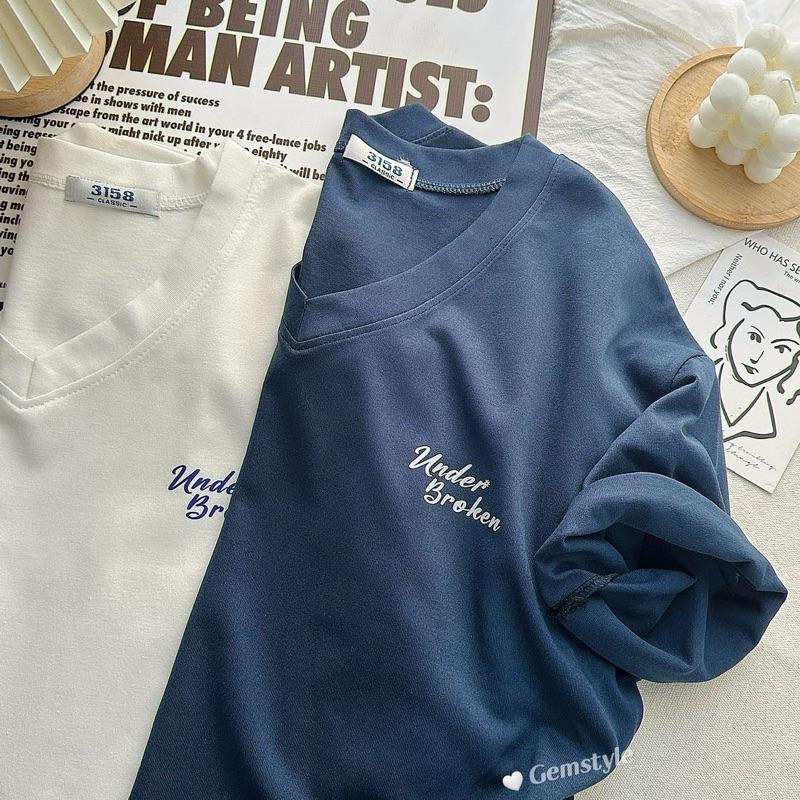 Áo thun nữ CỔ TIM UNDER mới form rộng tay lỡ, cotton khô thoáng mát dưới < 60kg