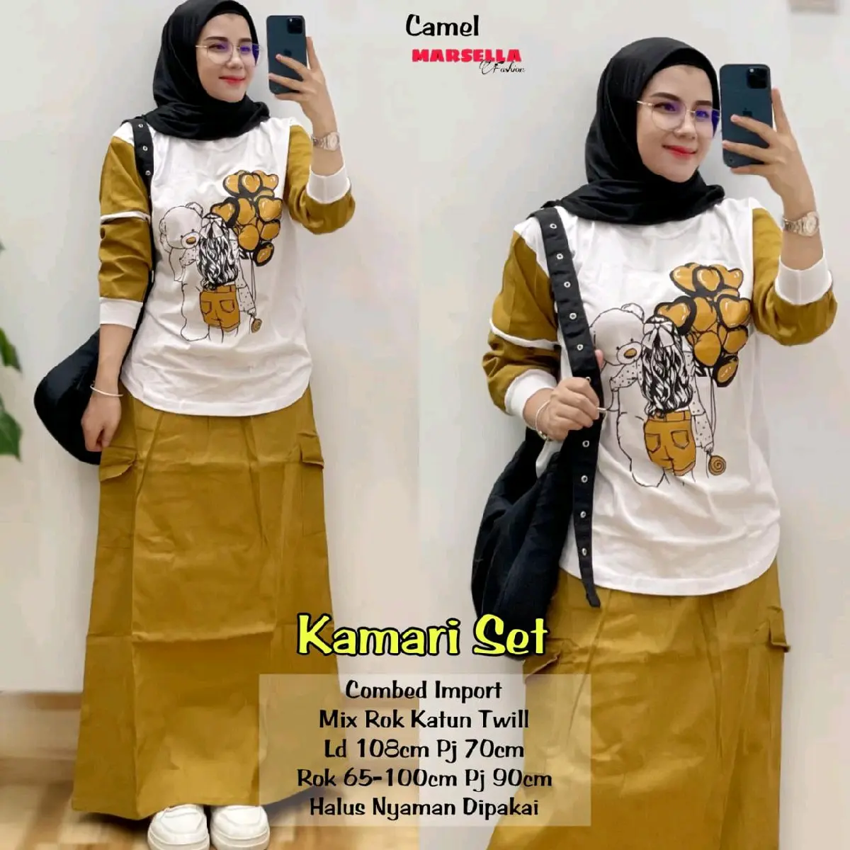 Kamari set Nona set Like set Gama set Moena set Melia set Kara set Megumi set by Marsella pakaian setelan rok cargo wanita modis kekinian