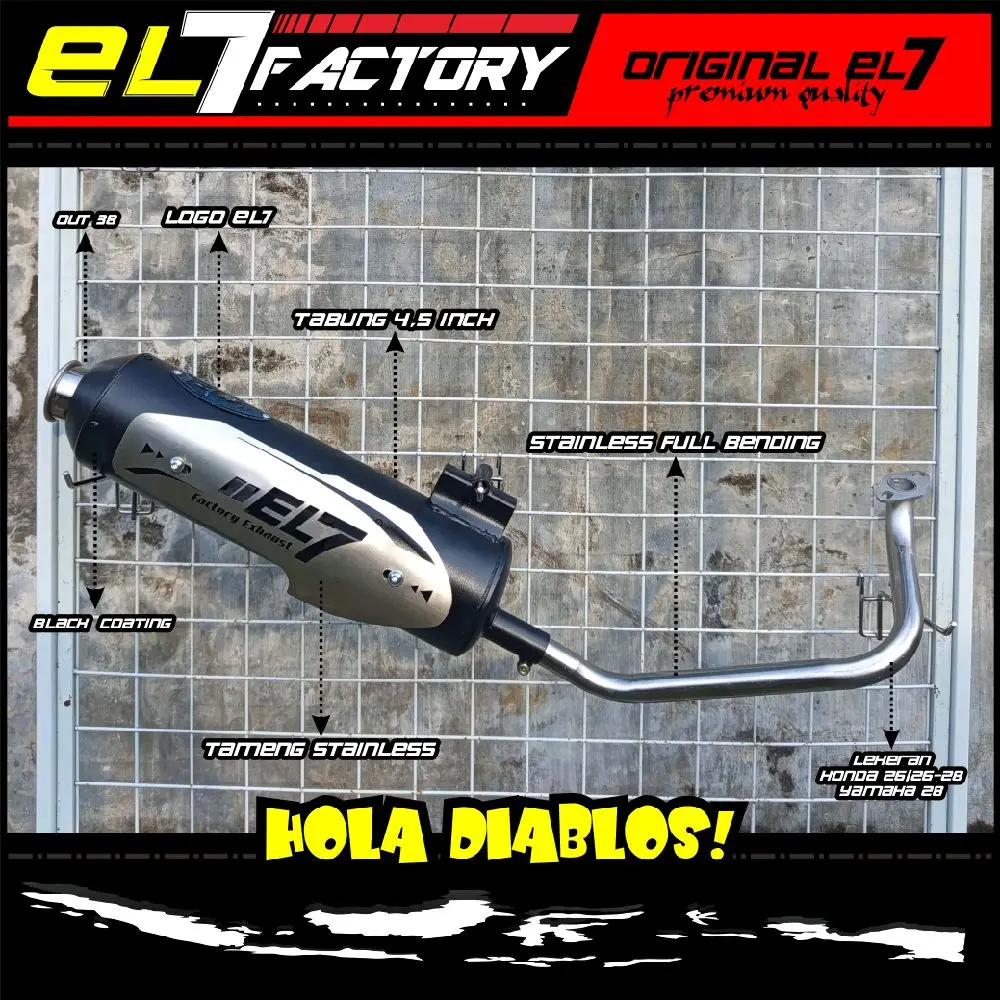 Knalpot Motor Matic EL7 Factory Exhaust Copy Kenochi Full Set Muffler + Tameng stainless All Motor Matic