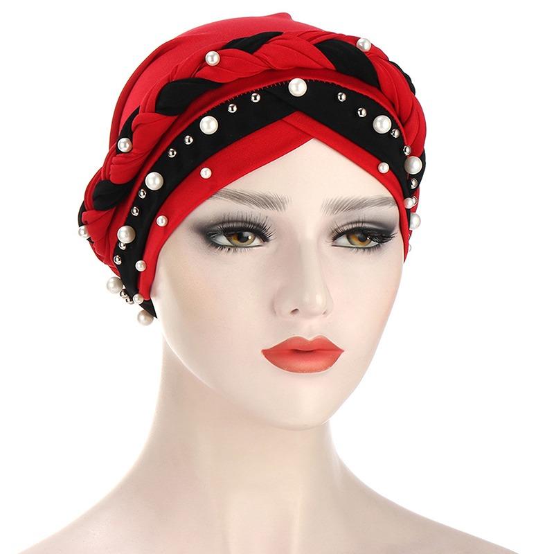 Product Introduction of Women Cap Braid Beads Turban Headscarf Islamic Head Wrap Lady 18