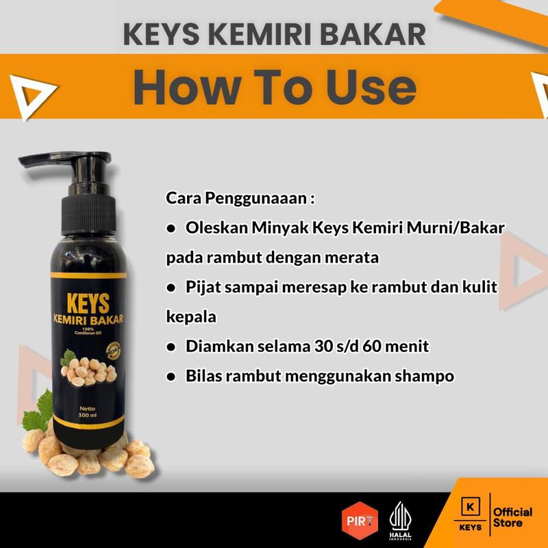 Keys Minyak Kemiri Bakar 100ml Kemiri Murni Minyak Penumbuh Rambut Penebal Rambut 2