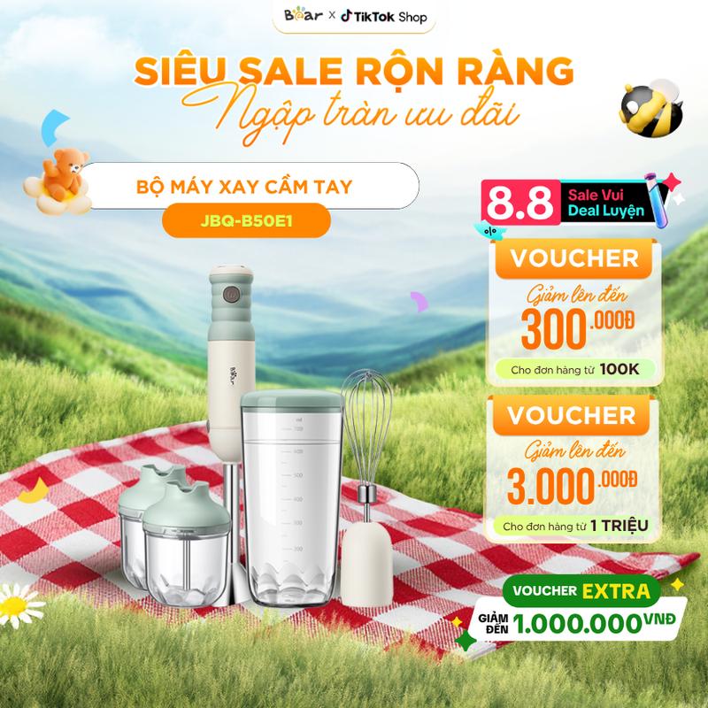 [Ưu Đãi Sốc] Máy Xay Sinh Tố BEAR Máy Xay Cầm Tay Máy Xay Đa Năng Xay Hoa Quả Đánh Trứng Nhanh Dễ Vệ Sinh JBQ-B50E1