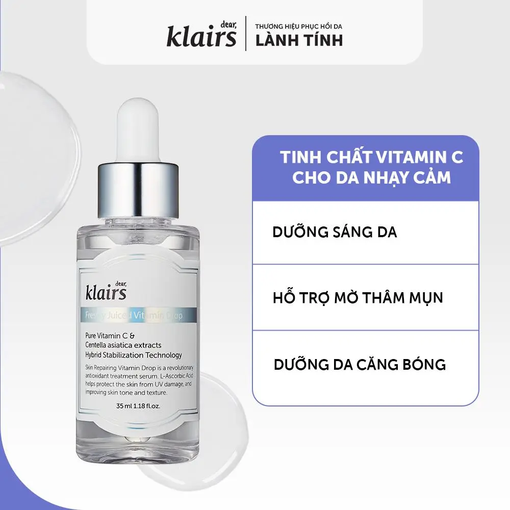 Tinh chất Dear, Klairs Freshly Juiced Vitamin Drop Serum hỗ trợ dưỡng sáng và đều màu da 35ml [FS] | BigBuy360 - bigbuy360.vn