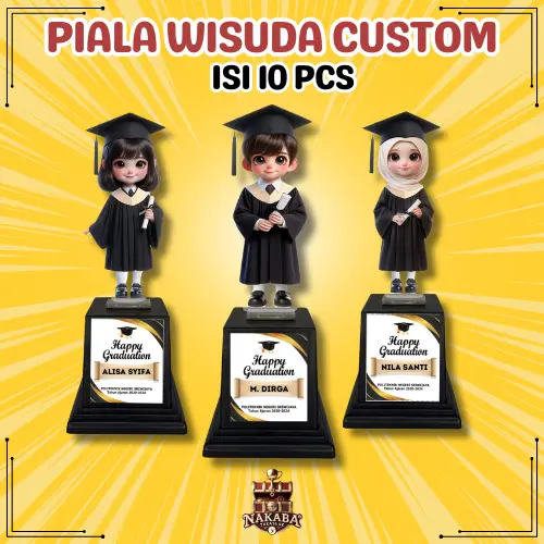 Isi 10 Pcs Piala Akrilik Wisuda Sticker Custom I Kelulusan Paud Tk Sd Smp Sma Universitas Kado