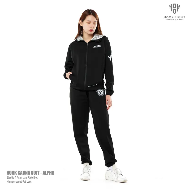 Jaket Sauna Suit Olahraga Baju Jas Pembakar Lemak Elastis Hook 6