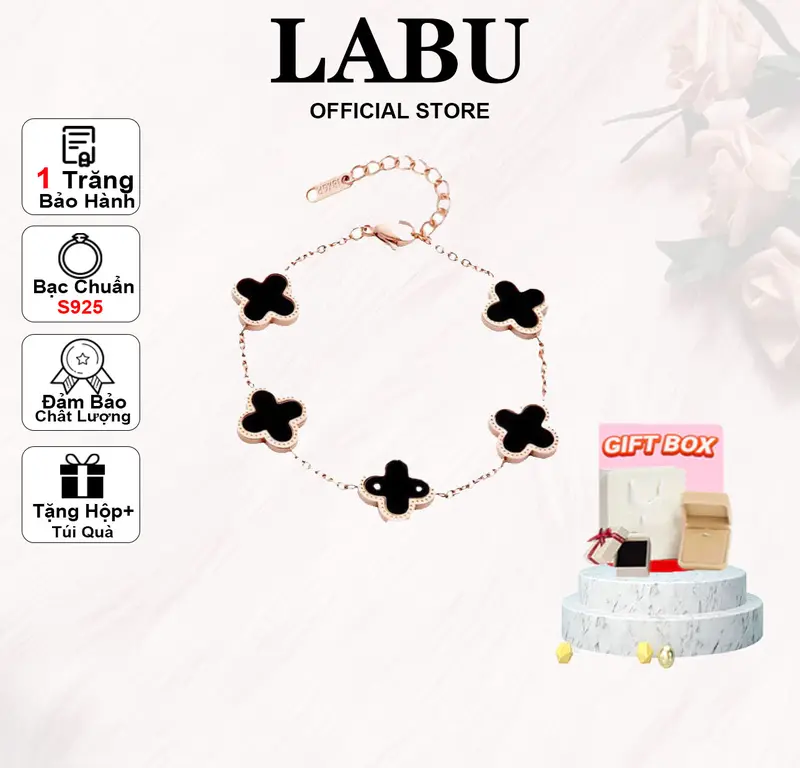 vòng tay Lắc tay hoa 4 lá LABU Không gỉ Five Four Leaf Clovers Bracelet Vang/Silver vòng tay nữ Những phụ kiện tiệc tùng lấp lánh nhất-Quà tặng/Ngày lễ/Hàng ngày 0