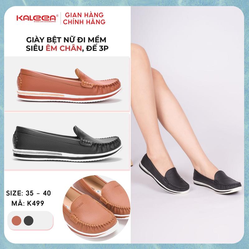  Kaleea - Giày Lười Nữ Moca Đế Dày Cao 3p Chống Trơn Trượt  Đi Siêu Êm Chân - K499 