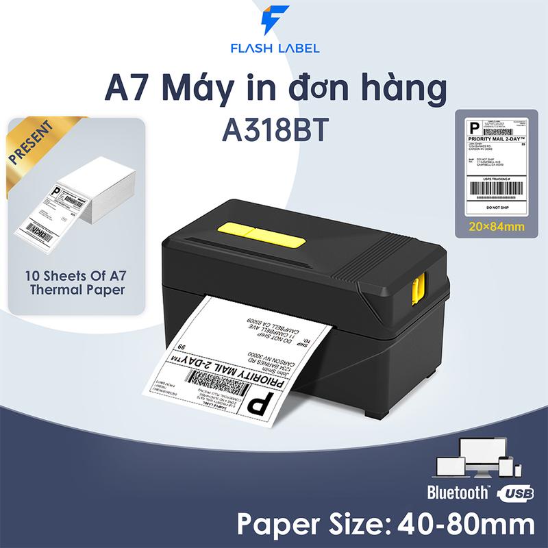 (Không hỗ trợ A6)Máy In Nhiệt FlashLabel A318BT In Khổ A7 trên máy tính và điện…