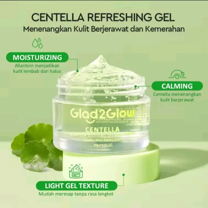 PROMO 1 PCS Glad2Glow Centella Allantoin Soothing Gel MosturizerMelembabkan Kulit wajah