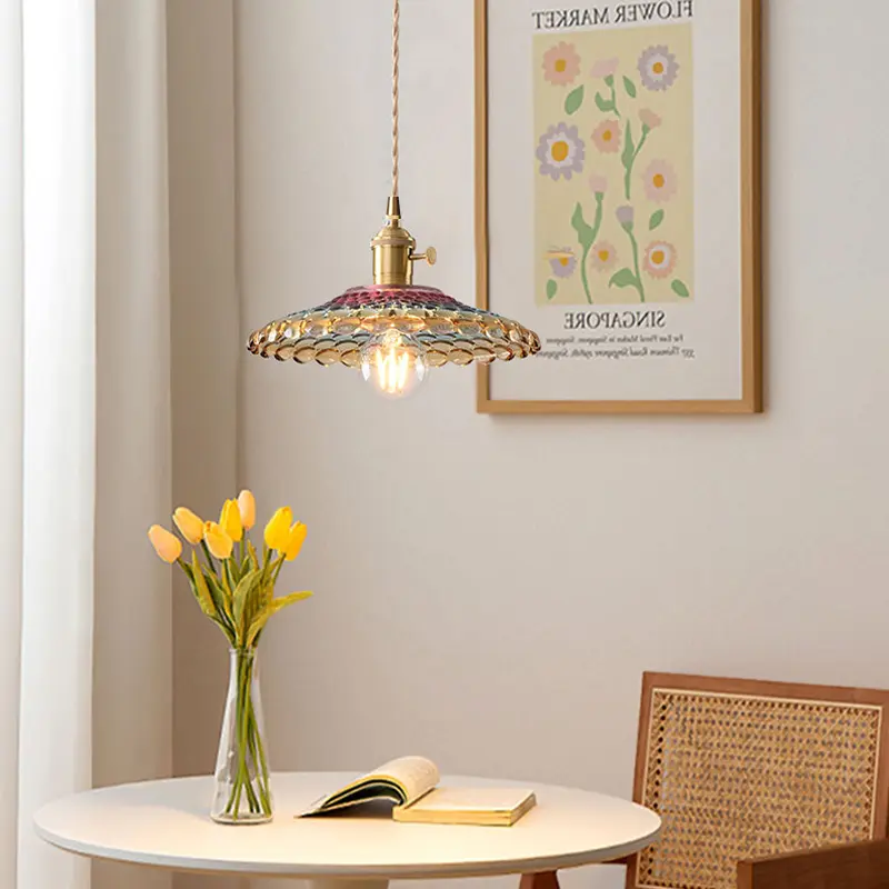 Nordic American retro nostalgia old Shanghai coffee shop bar Japanese creative personality brass glass restaurant chandelier