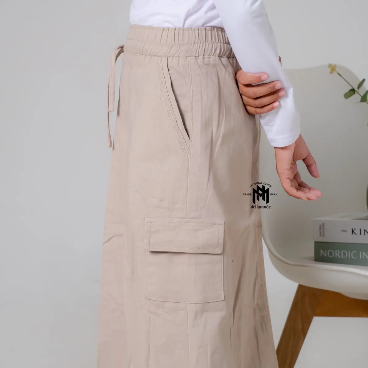 Rok Cargo Anak Perempun Tanggung Usia 9-12  tahun bahan Katun combad premium korean style model A-Line motif  Polos Perempuan Fashion