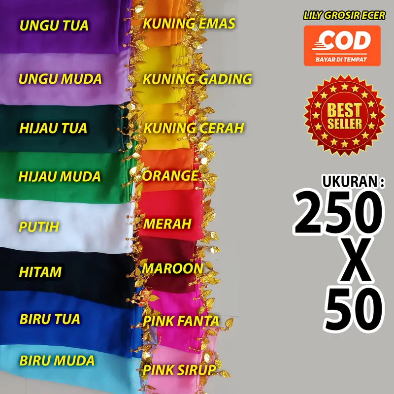 Sampur Tari 2,5 Meter Dewasa Selendang Tari Remo Gombyok Payet Sampur Gandrung Produsen Sampur 1