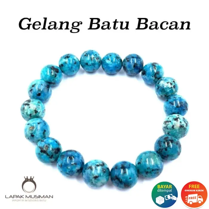 Gelang Pria Wanita Batu Bacan Doko Asli Natural Warna Biru
