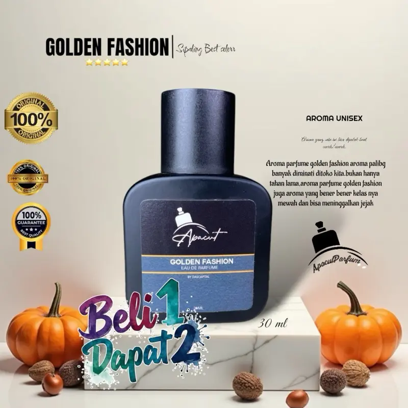 PROMO BUY 1 GET 1 Parfum Golden Fashion Pria dan Wanita Edisi Terbatas 30ml dan 50ml -