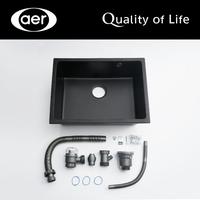 Gambar AER Bundling Kitchen Sink Bak Cuci Piring Dapur Granite 1 Bowl Topmount Undermount Flushmount Granit Granite Tech Top Under Flush Mount Kitchen Sink Black Granit KS1-12BL + Keran Dingin Kuningan Hitam V 5P BL dari AER Sanitary Indonesia Kota Surabaya 2 Tokopedia