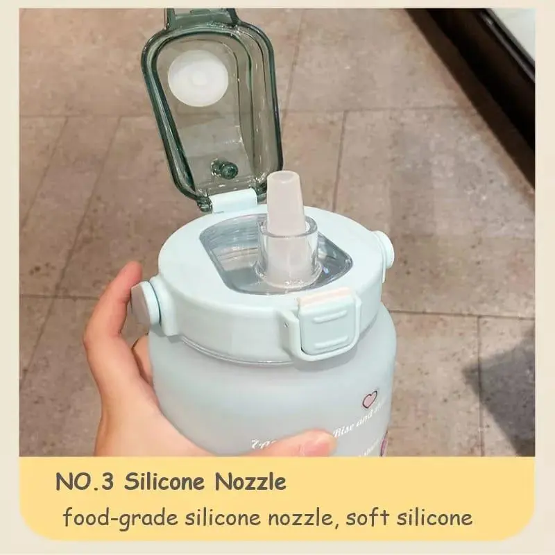 BOTOL MINUM KEKINIAN 2 LITER 2000ML  BOTOL MINUM TRANSPARAN KOREA BOTOL AIR MINUM MOTIVASI JEPALO MAKASSAR Minuman Putih 4