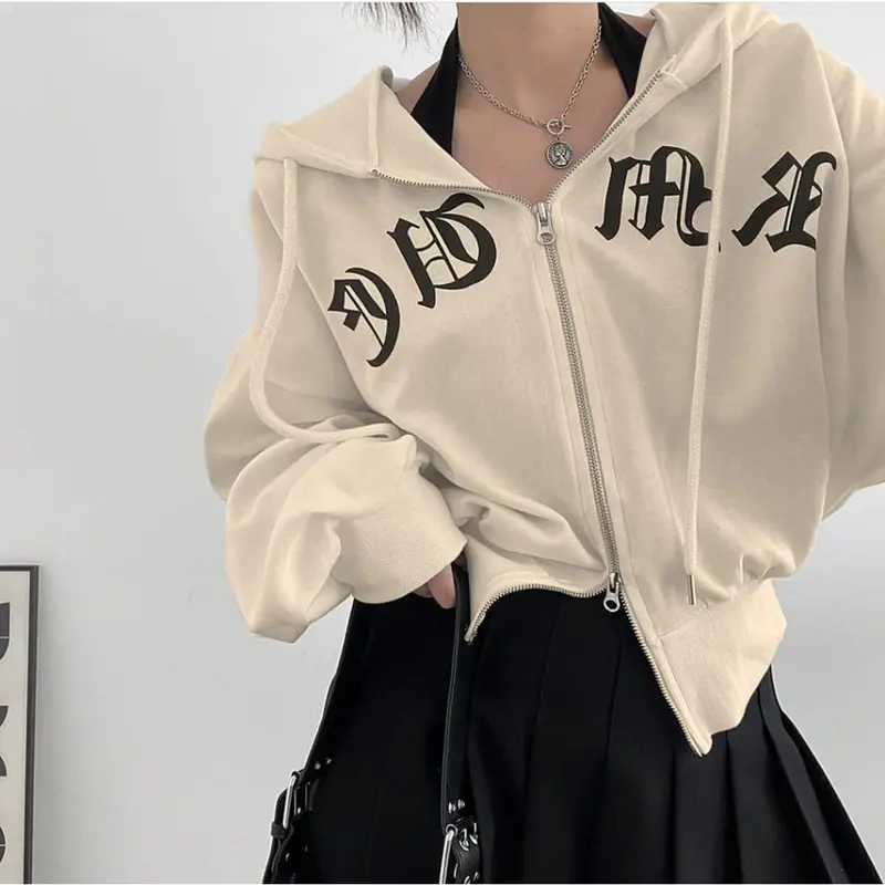 Hoodie JAPANESE Ziper Wanita Oversize | Jaket Sweater Double Ziper Wanita Korean Style 6