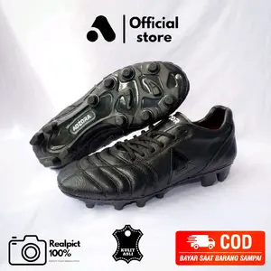 sepatu bola original AOZORA LUGGA FG terbaru fullblack bahbahan kulit asli berkualitas tinggi nyaman dipakai Boots
