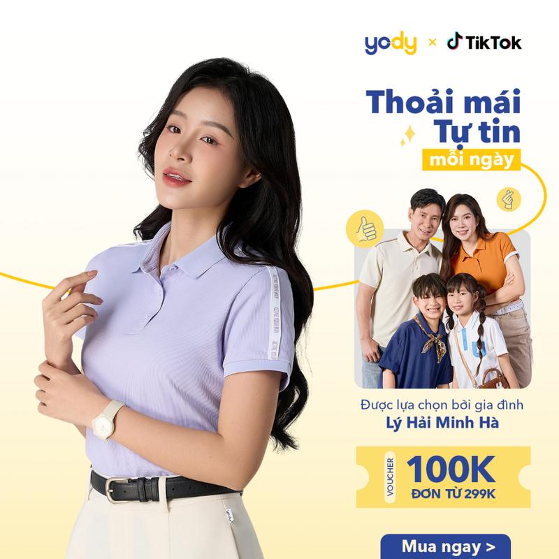 YODY Áo POLO WAFFLE Nữ Phối Dây Dệt Vai WAPO25S009