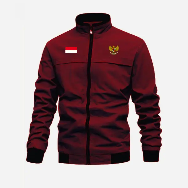 Jaket pria eleganter timnas Bordir Kain Simple Panjang 6