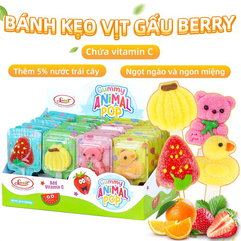 SWOOT-【Vitamin C + Nước trái cây】 Kẹo dẻo que hình vịt & gấu – Hộp 28 que (chuối / dâu / vịt con / gấu nhỏ) – Vị trái cây tổng hợp – Kẹo ăn vặt cho trẻ em 2