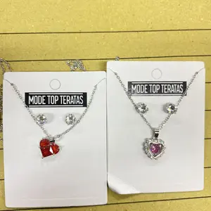 Set Perhiasan Kalung Dan Anting Titanium Silver Ruby Amor Set | Perhiasan Set Elegan