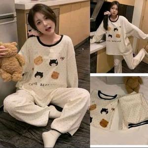 Bộ Mèo Chấm Bi Phối Viền Chất Nỉ Dày Dặn Cực Xinh Cute - Bộ Đồ Ngủ